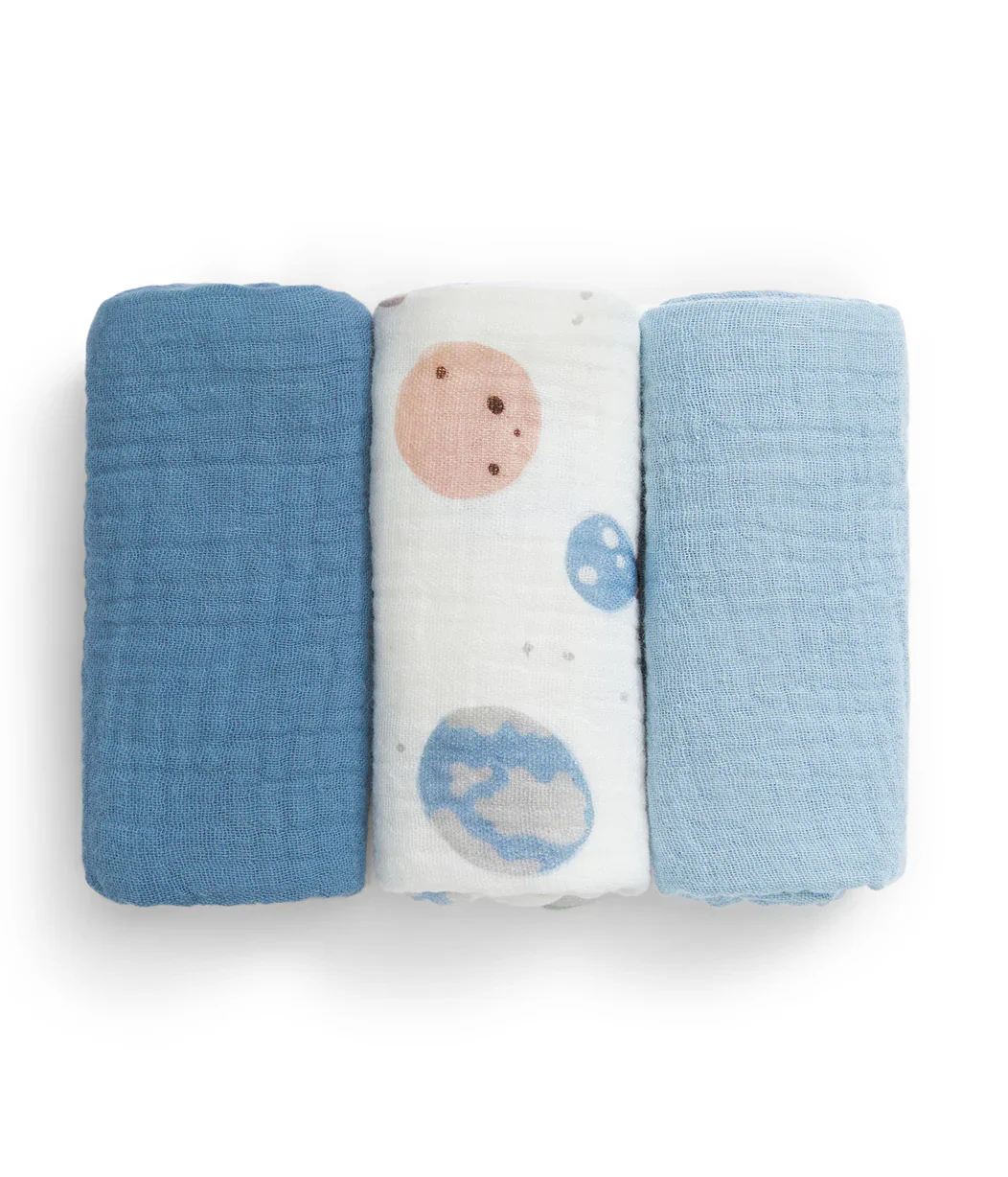 Baby Bath Bundle | Hooded Towel, Wash Cloth | Blue Rocket | Storm Blue - Image 3