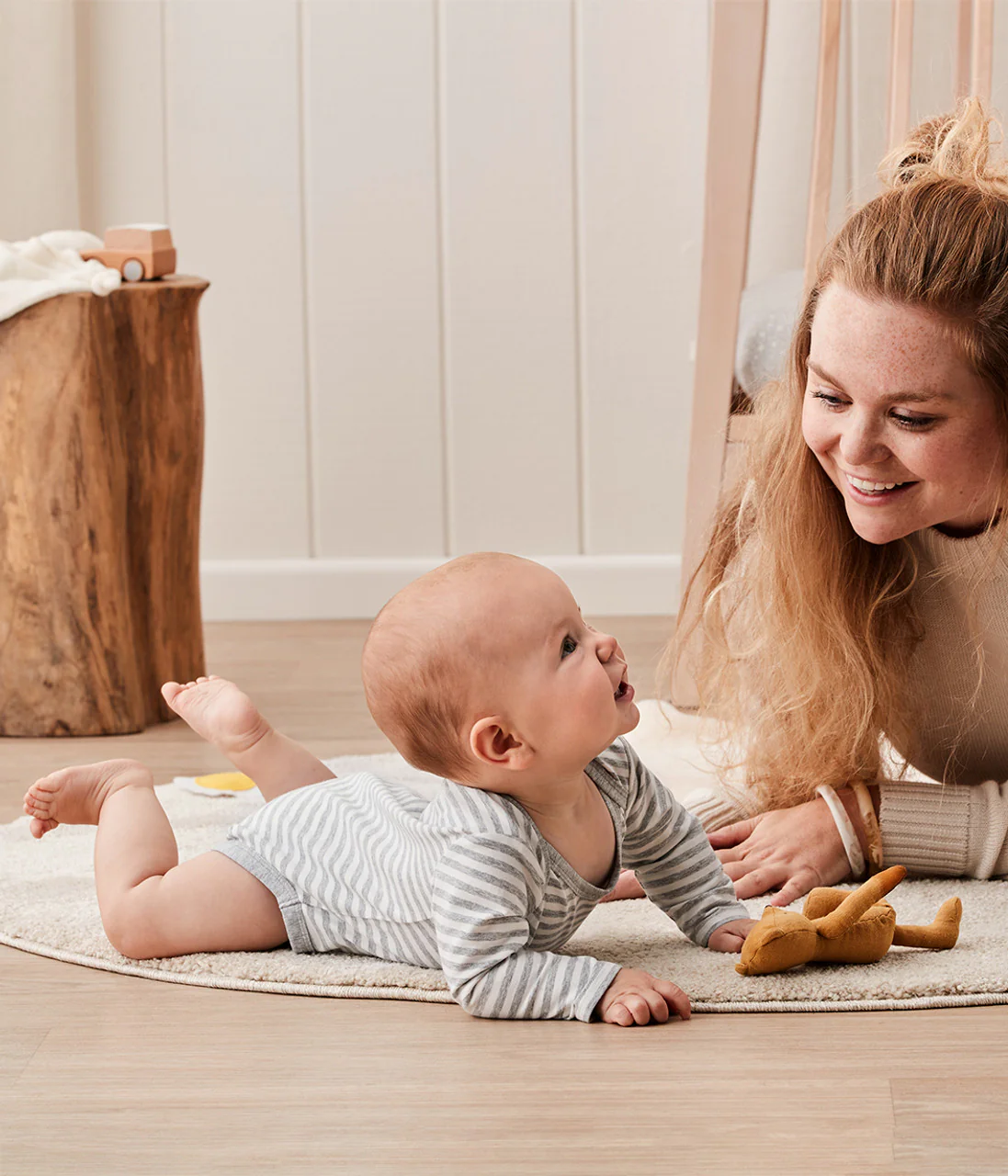 Bodysuit Long Sleeve Cotton Grey Stripe - Image 4