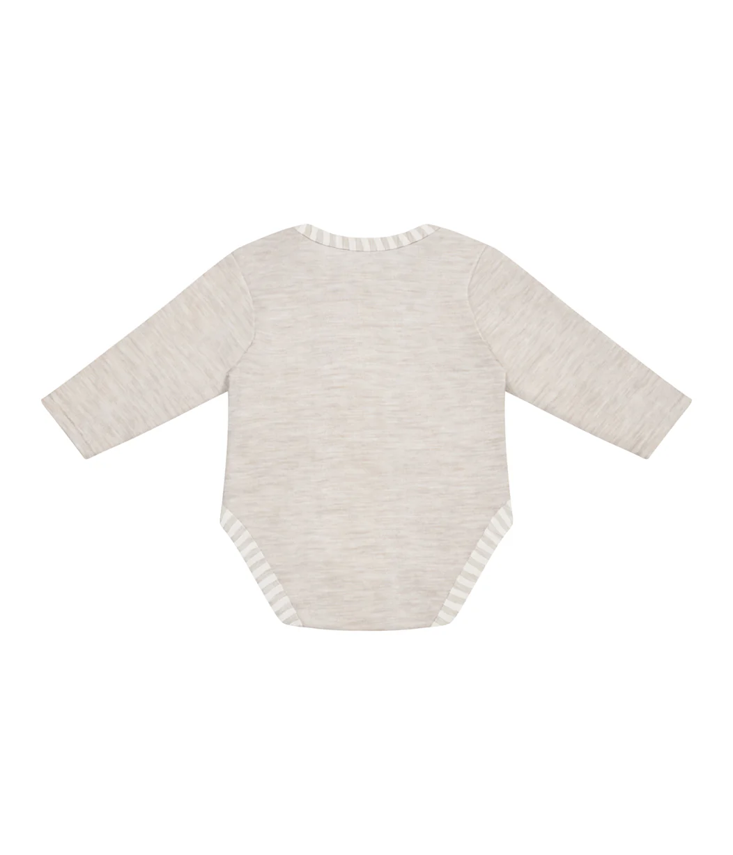 Bodysuit Long Sleeve Merino Wool Oatmeal - Image 4
