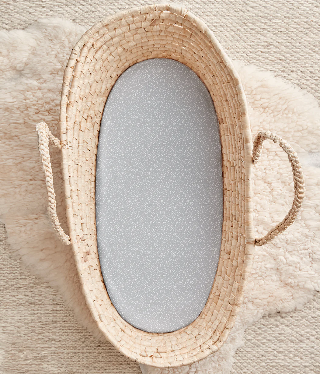 Fitted Bassinet/Basket Sheet Twin Pack Cotton Grey - Image 6