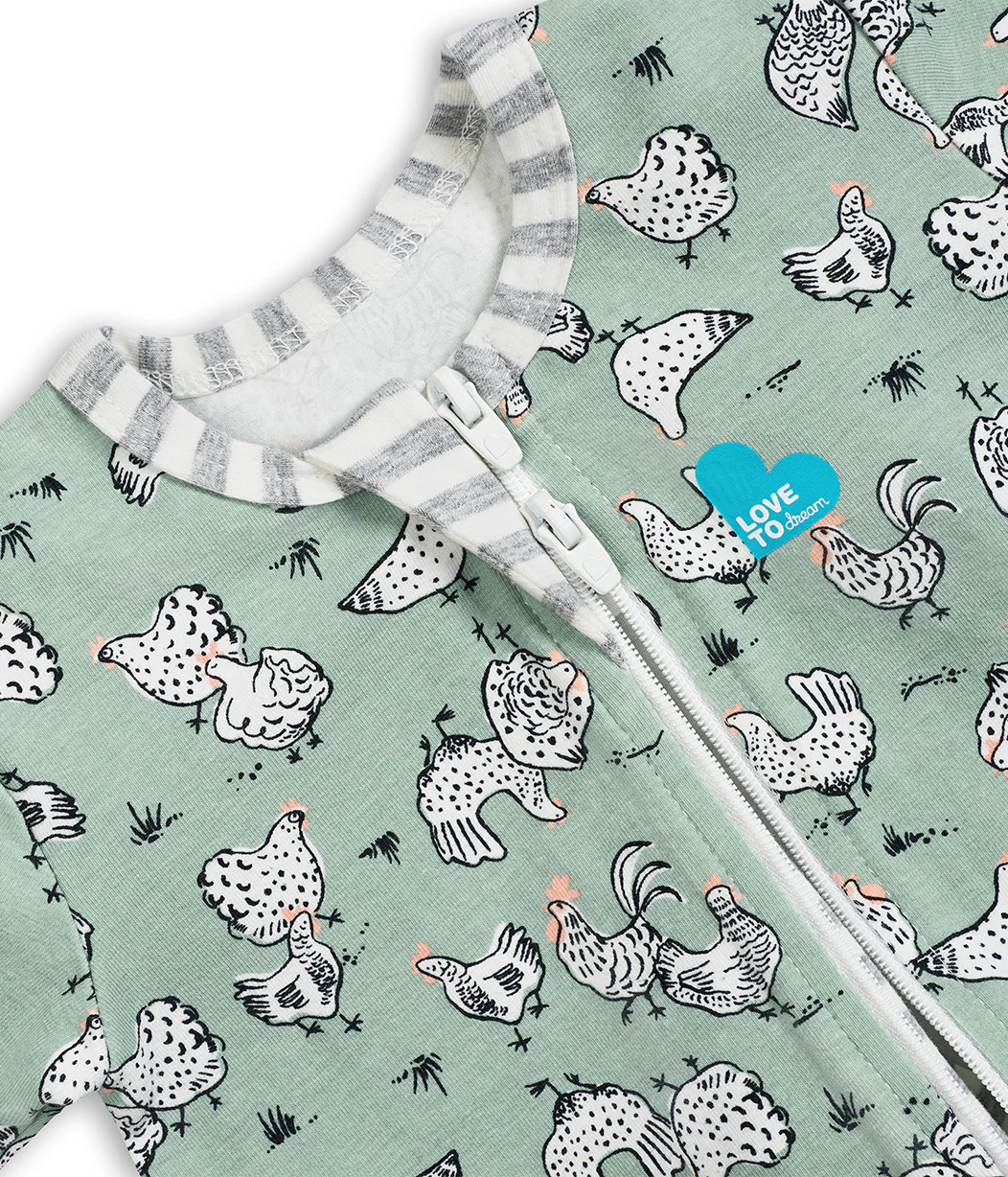 Footless Romper Cotton Olive Chicken Run - Image 6