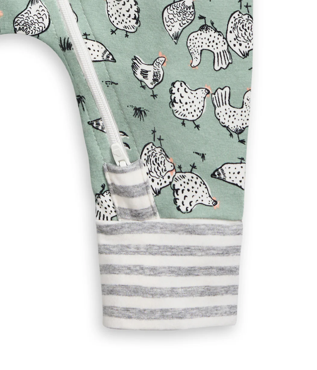 Footless Romper Cotton Olive Chicken Run - Image 7