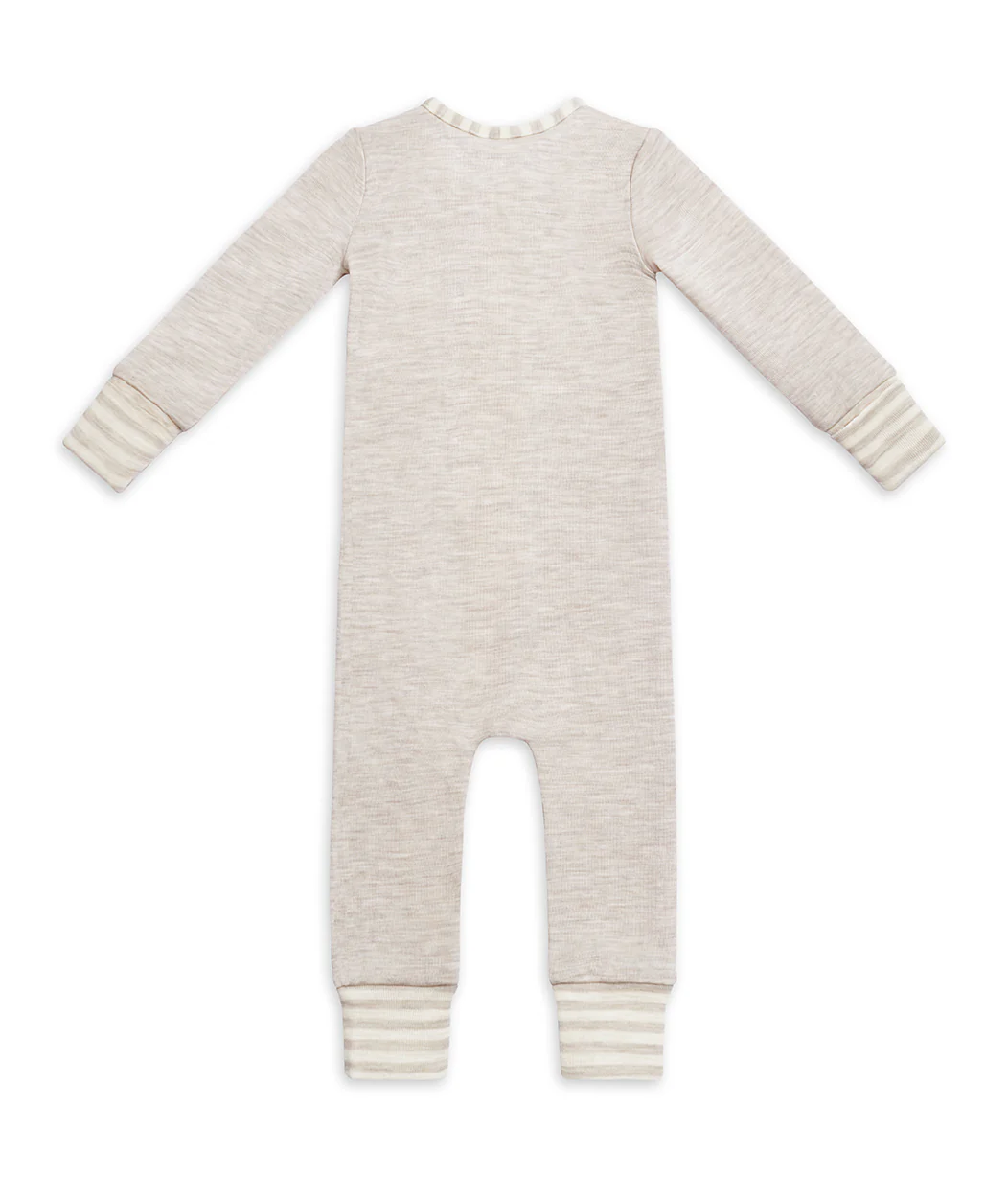 Footless Romper Merino Wool Oatmeal - Image 5