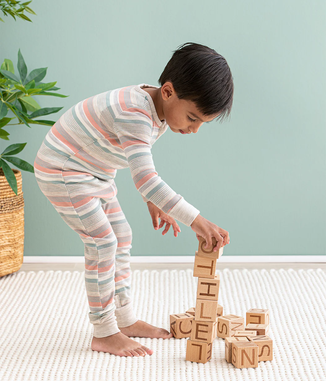 Footless Romper Merino Wool Olive Stripe - Image 6