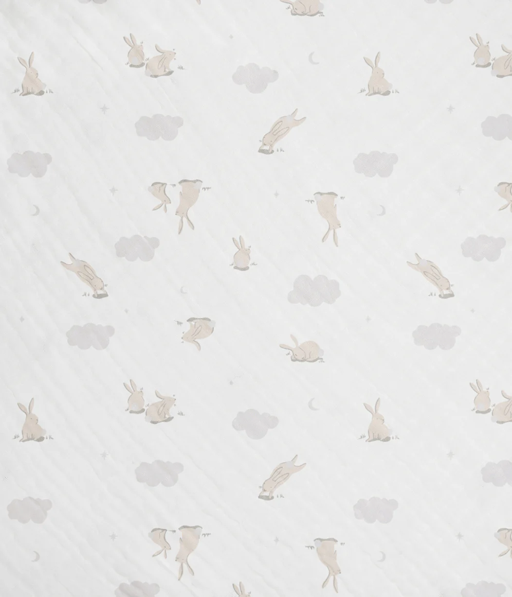 Hooded Towel Muslin White Cloud Bunnies - Image 4