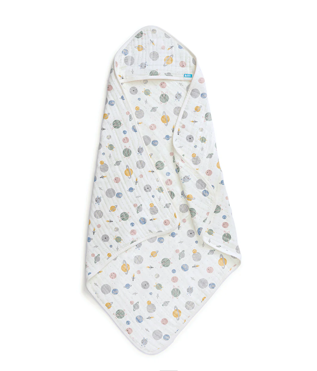 Hooded Towel Muslin White Rocket - Image 3