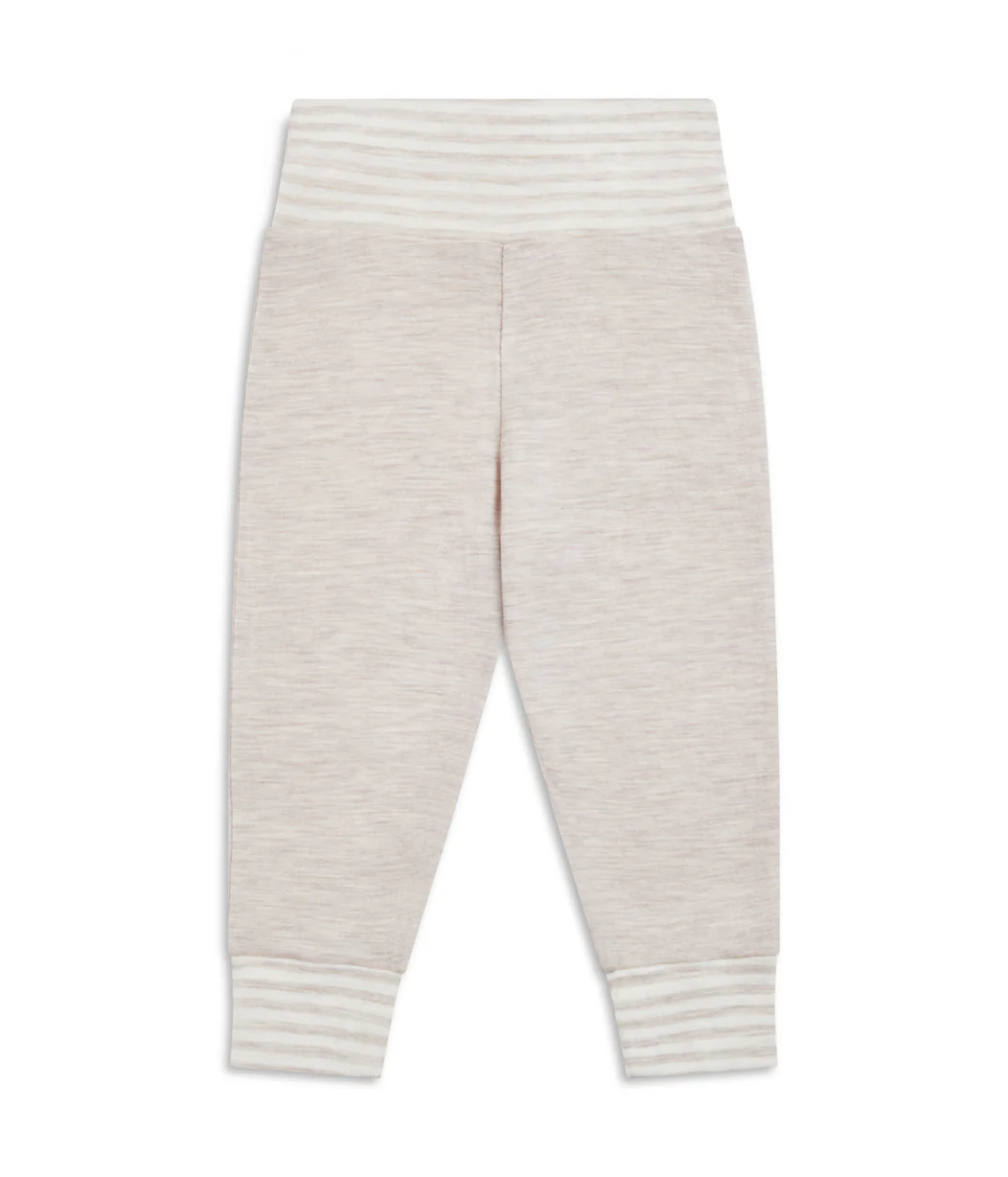Kids Pyjama Set Long Sleeve Merino Wool Oatmeal - Image 3