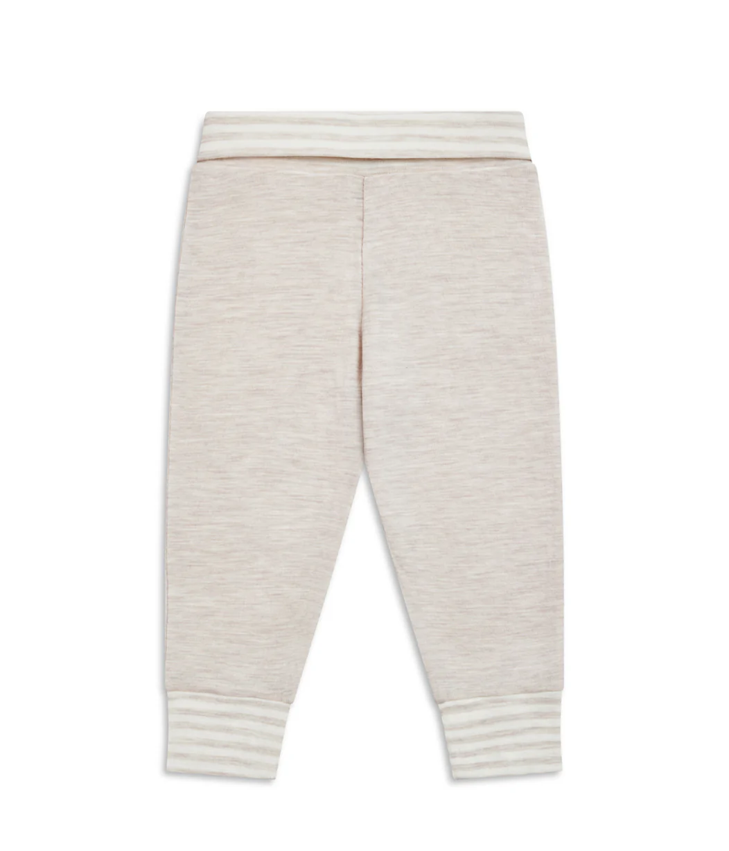 Kids Pyjama Set Long Sleeve Merino Wool Oatmeal - Image 4