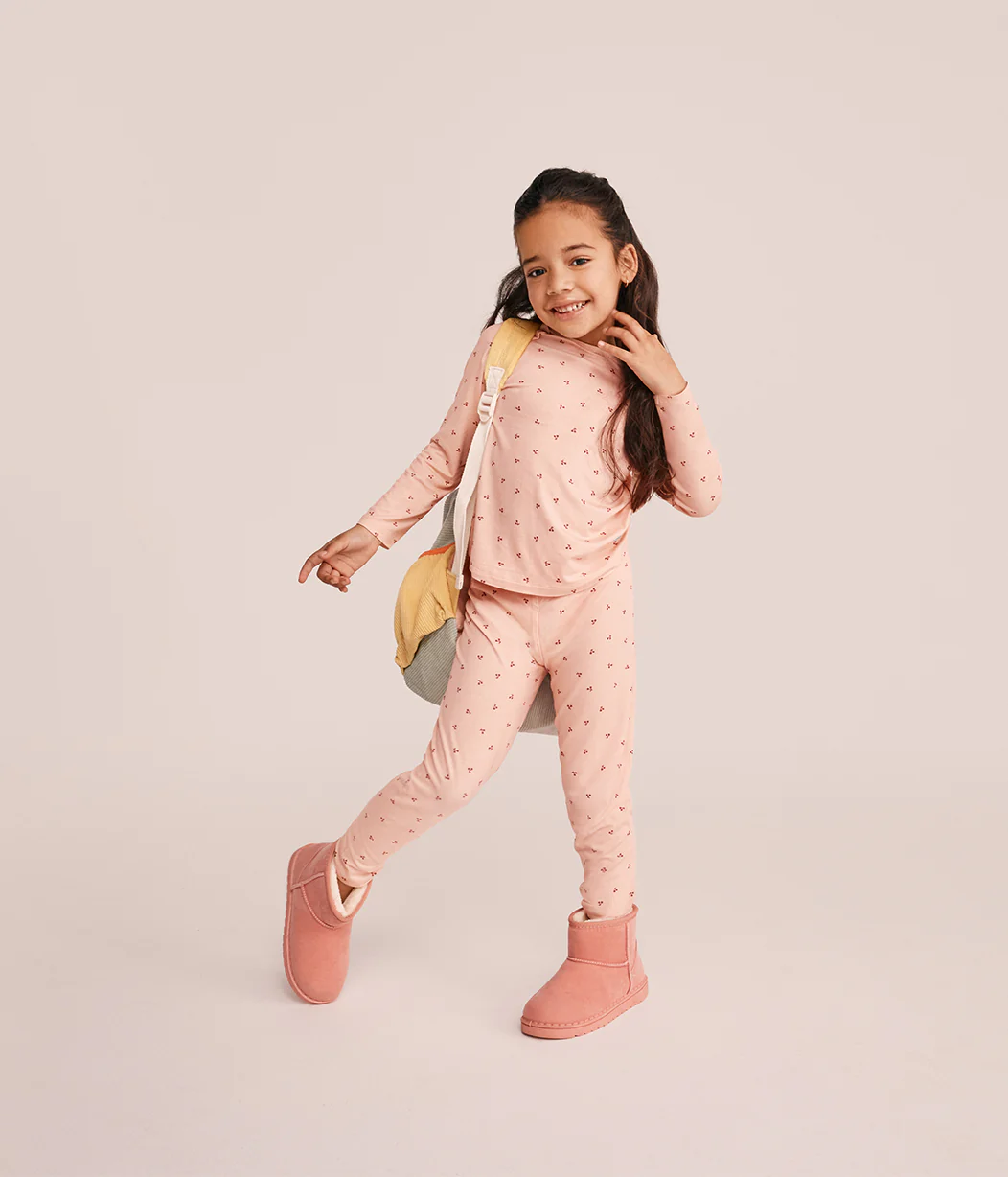 Kids Pyjama Set Long Sleeve Viscose from Bamboo Blush Cherries - Image 4