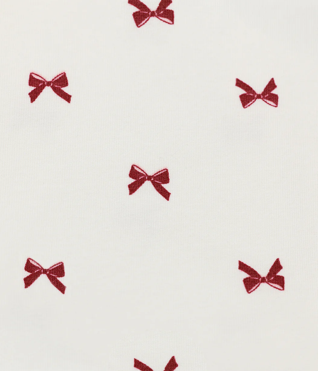 Kids Pyjama Set Long Sleeve Viscose from Bamboo Cream Bows - Image 3