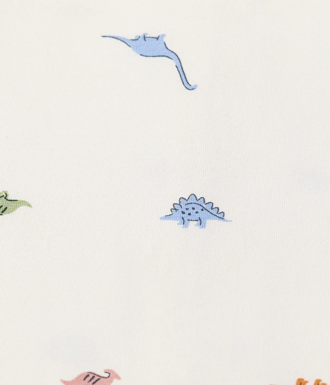 Kids Pyjama Set Long Sleeve Viscose from Bamboo Cream Dino Snore - Image 3