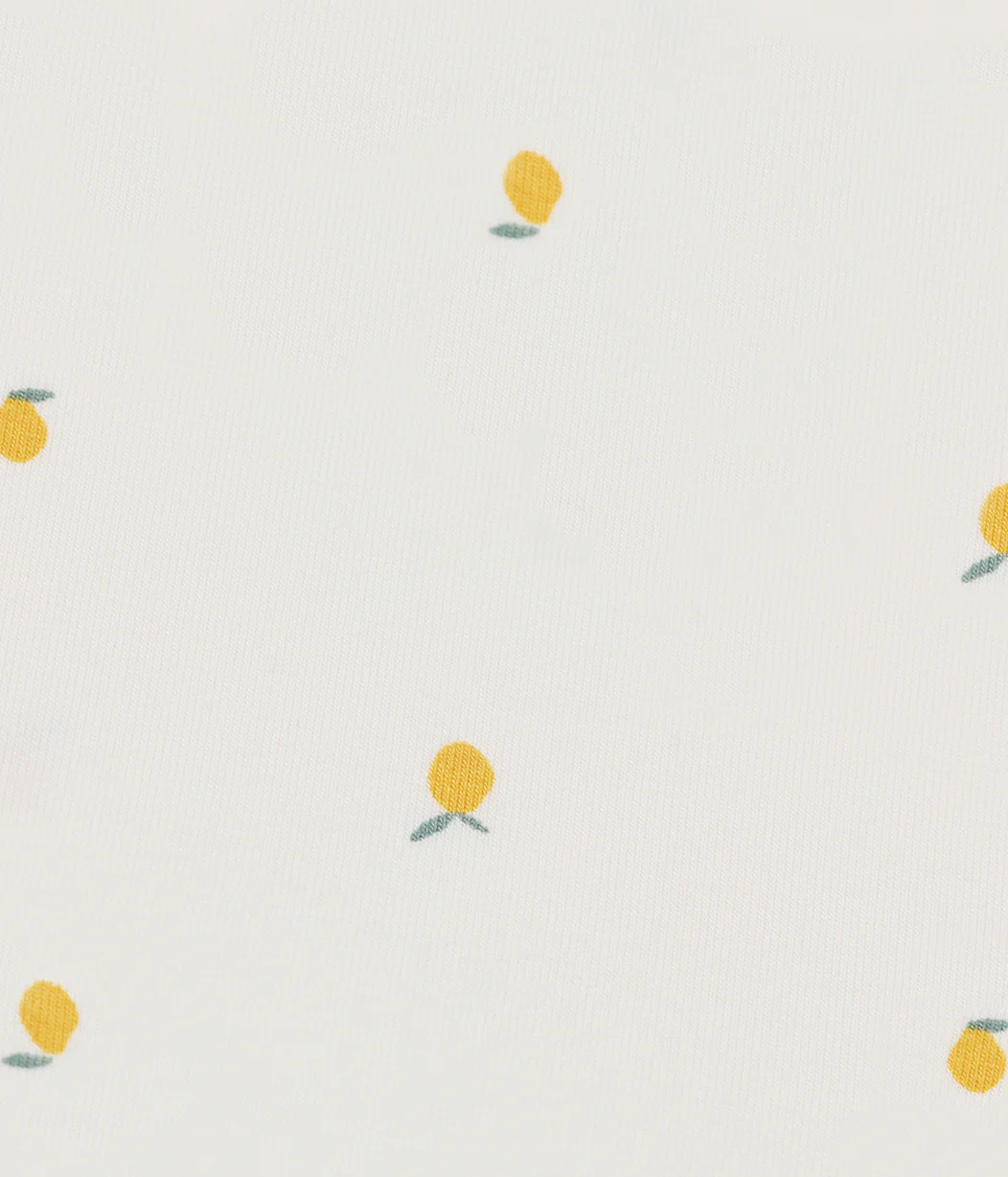 Kids Pyjama Set Long Sleeve Viscose from Bamboo Cream Lemons - Image 3