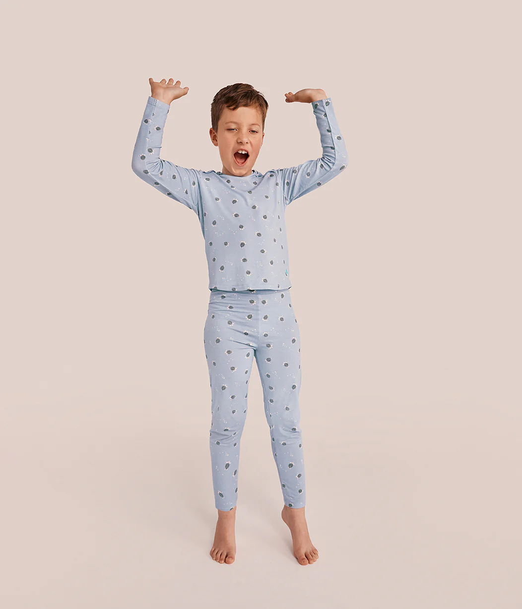 Kids Pyjama Set Long Sleeve Viscose from Bamboo Mist Blue Turtally - Image 5