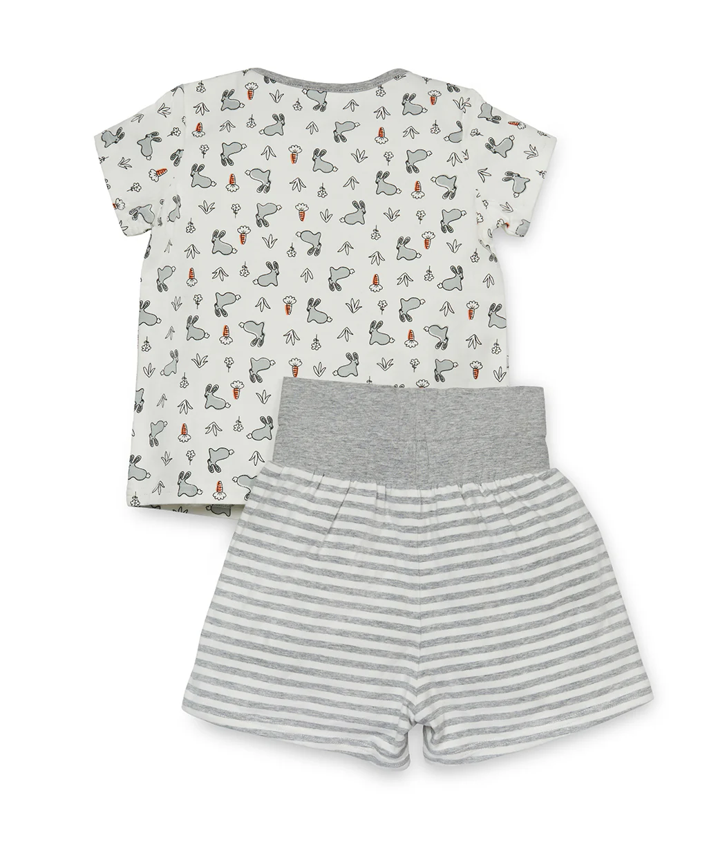 Kids Pyjama Set Short Sleeve Cotton White Bunny - Image 6