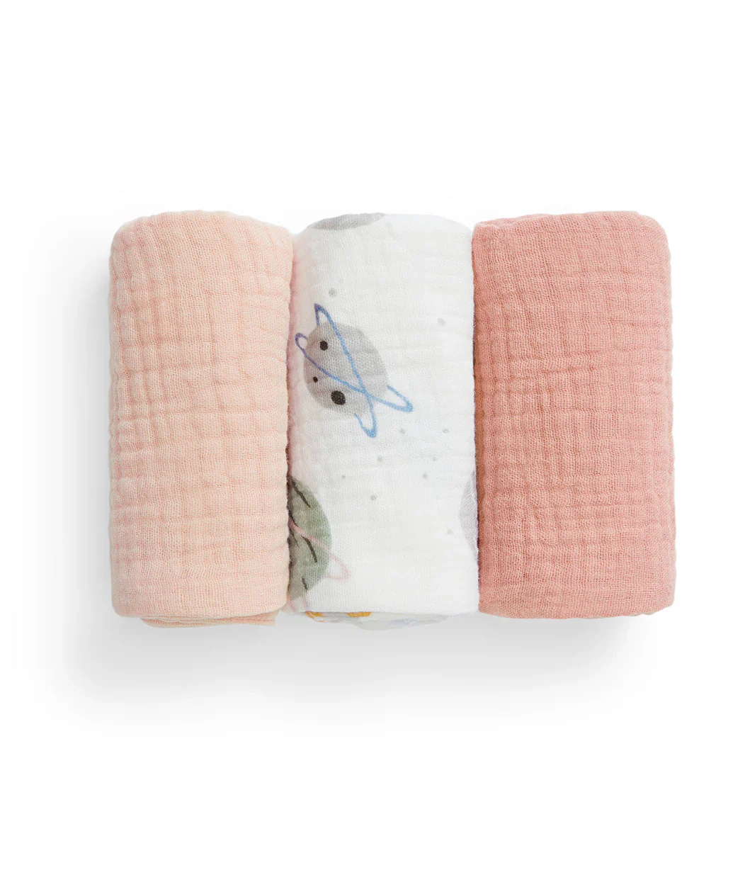 Newborn Essentials Bundle | Swaddle Up 1.0 TOG | Bib | Wash Cloth | Burp Cloth | Hooded Towel | Rose - Image 5