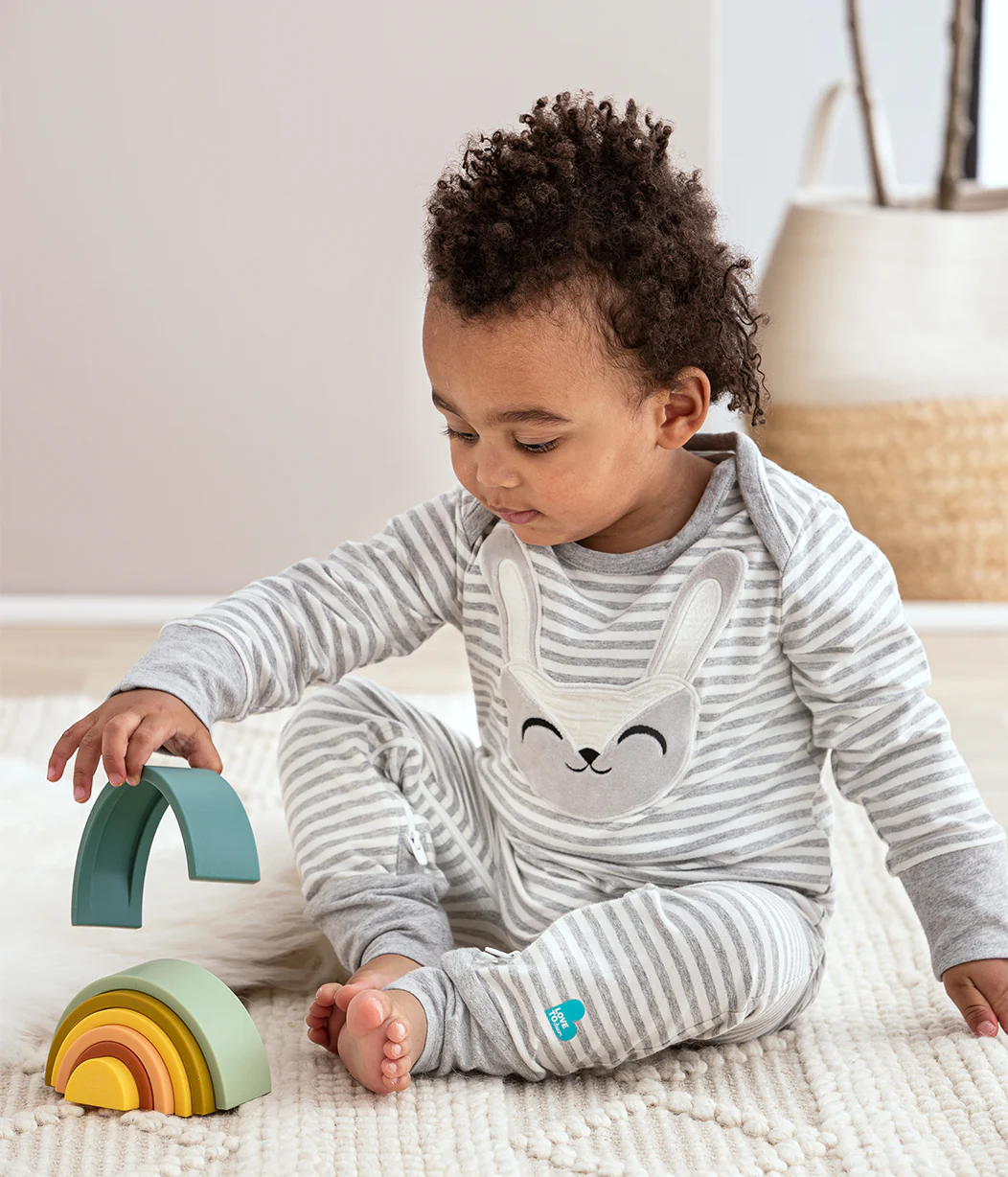 Self-Soothing Footless Romper Cotton Grey Stevie The Bunny™ - Image 5