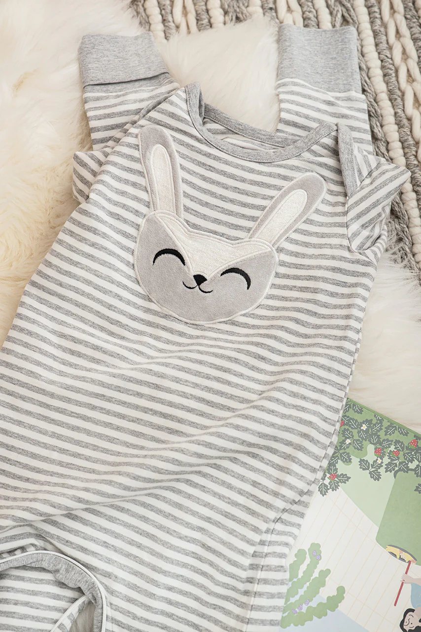 Self-Soothing Footless Romper Cotton Grey Stevie The Bunny™ - Image 6