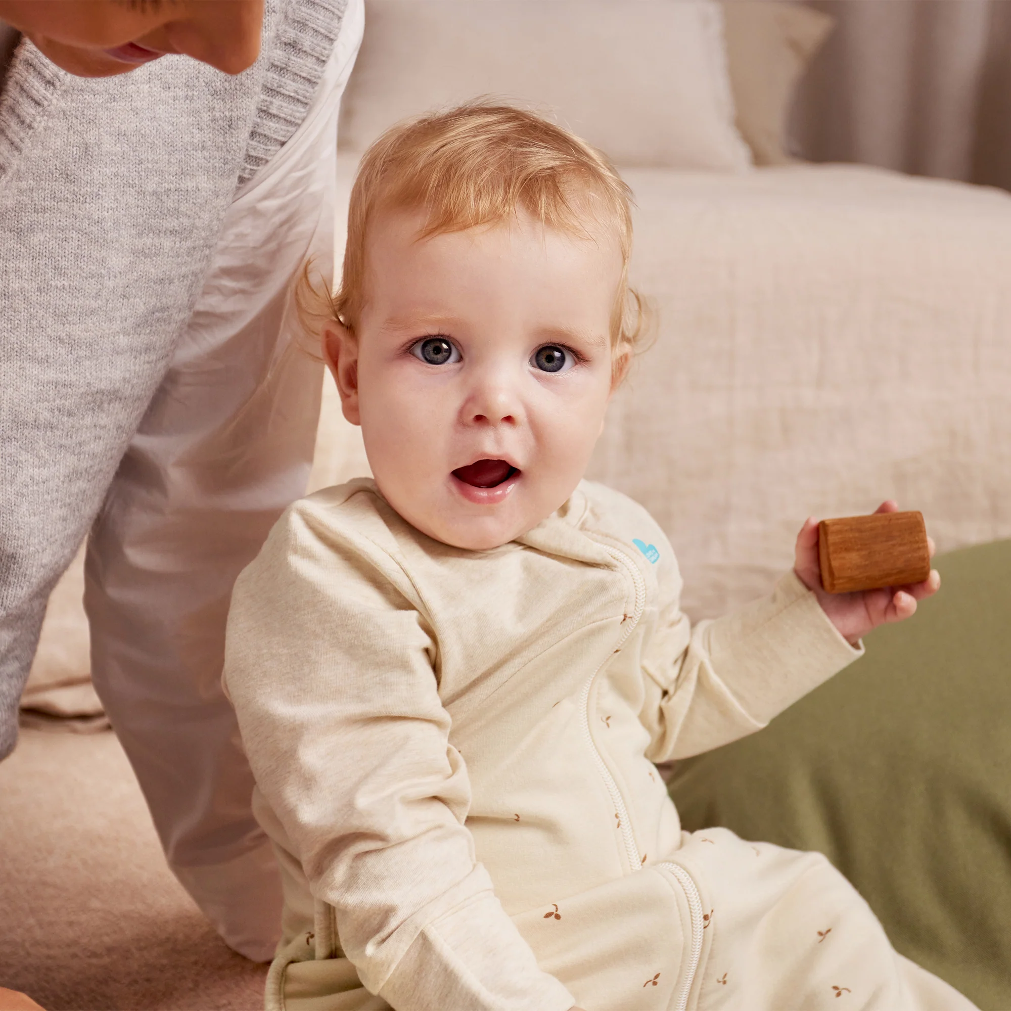 Sleep Bag Long Sleeve 1.5 TOG Cotton Oatmeal Twigs - Image 11