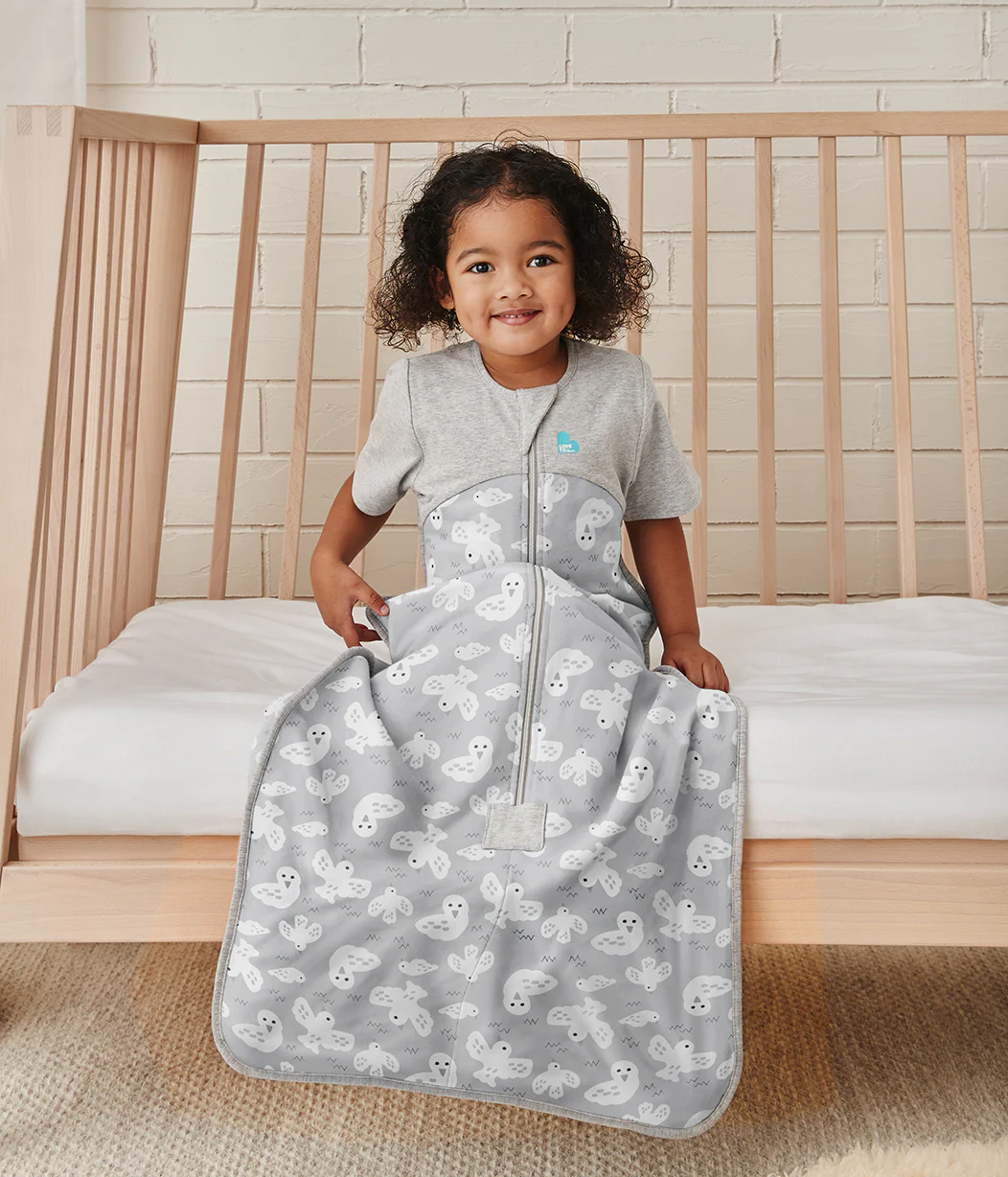 Sleep Bag Short Sleeve 1.0 TOG Organic Cotton Grey Doves - Image 4
