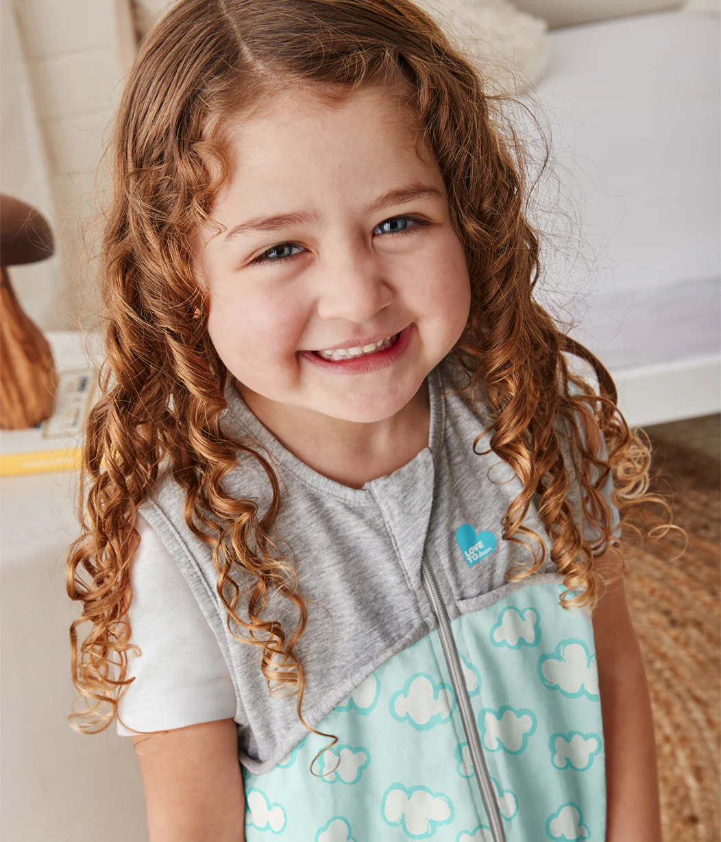 Sleep Bag Sleeveless 0.2 TOG Organic Cotton Turquoise Clouds - Image 4