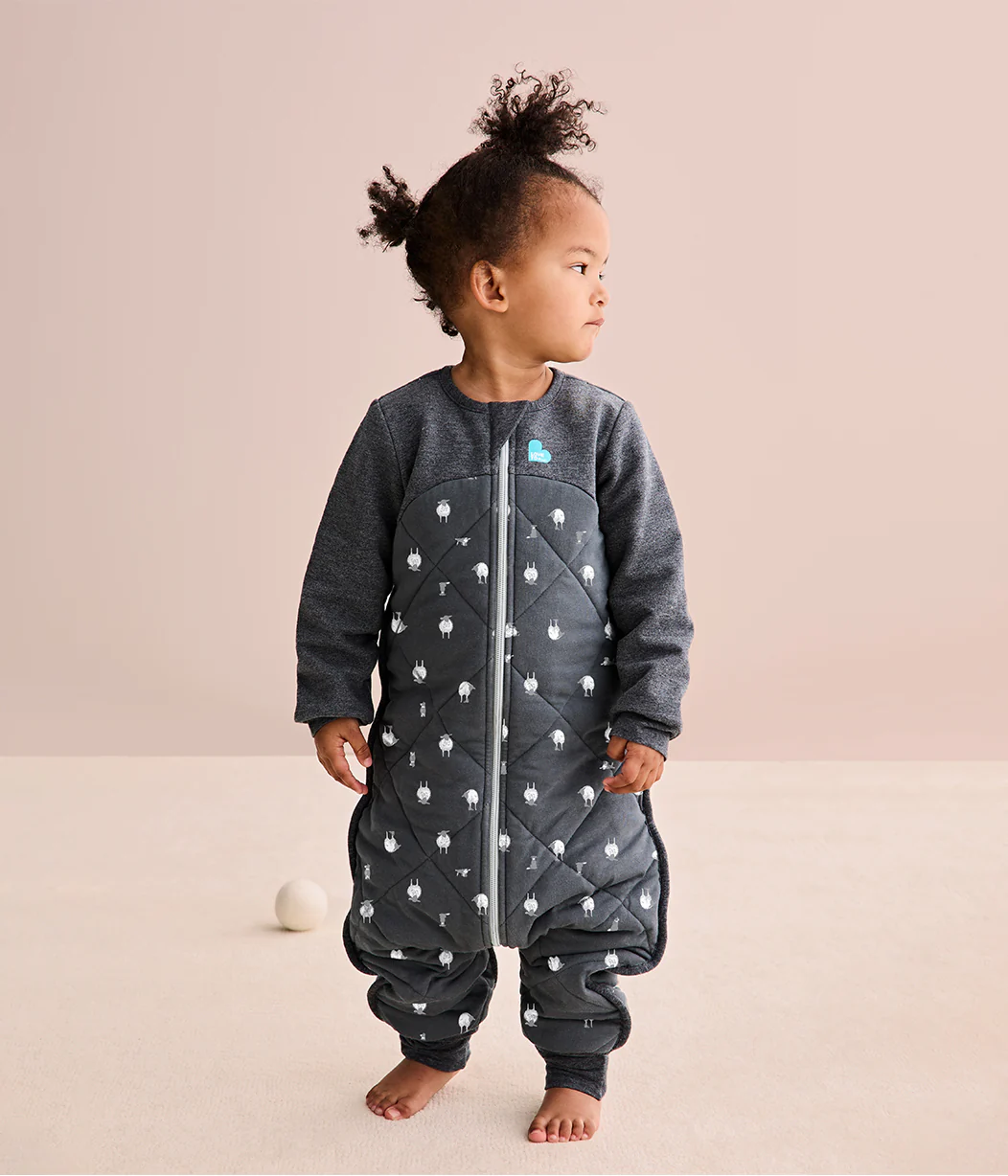 Sleep Suit Long Sleeve 2.5 TOG Organic Cotton/Merino Wool Charcoal Lamb's Best Friend - Image 3