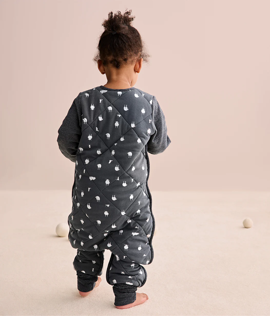 Sleep Suit Long Sleeve 2.5 TOG Organic Cotton/Merino Wool Charcoal Lamb's Best Friend - Image 4