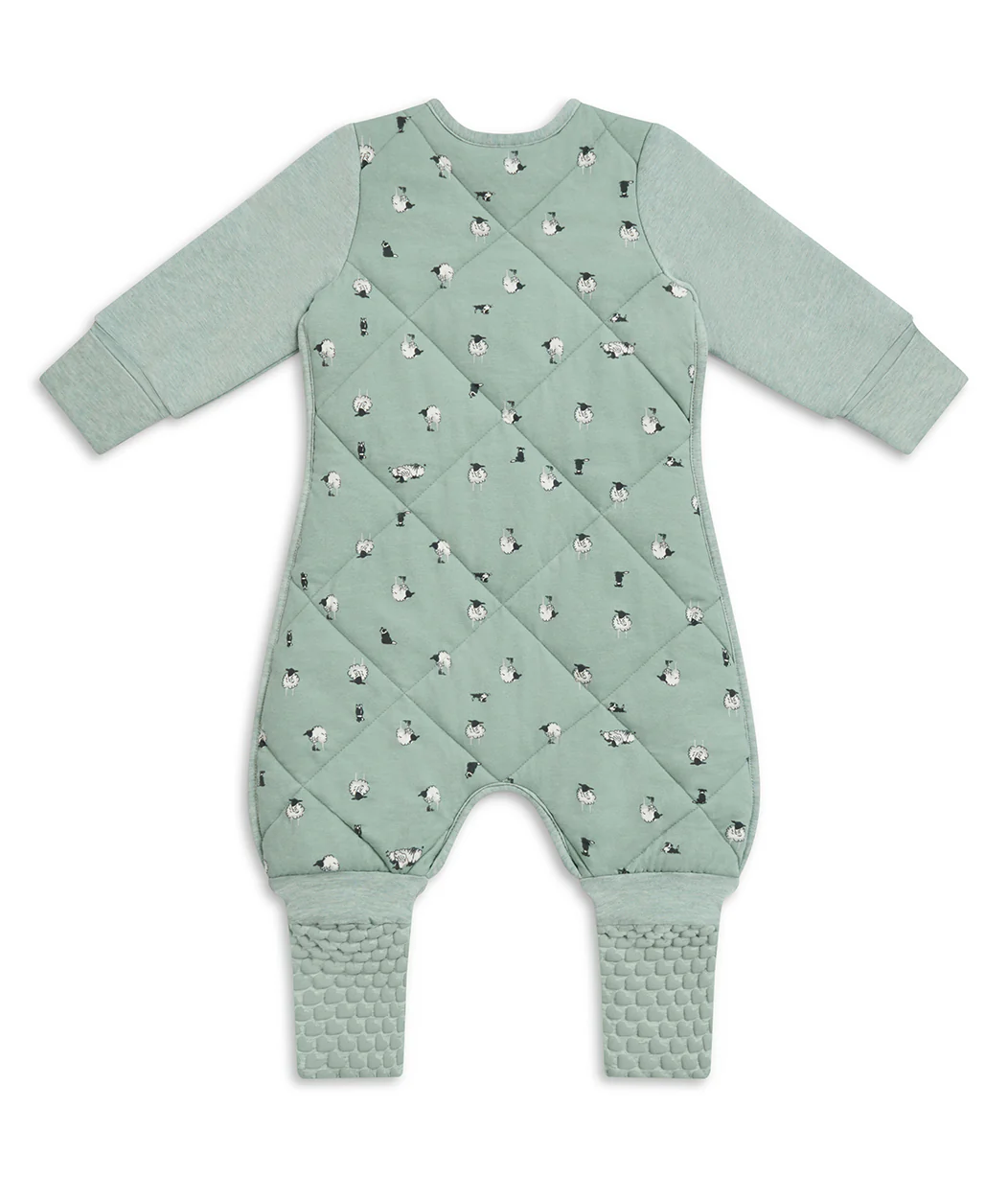 Sleep Suit Long Sleeve 2.5 TOG Organic Cotton/Merino Wool Green Lamb's Best Friend - Image 3