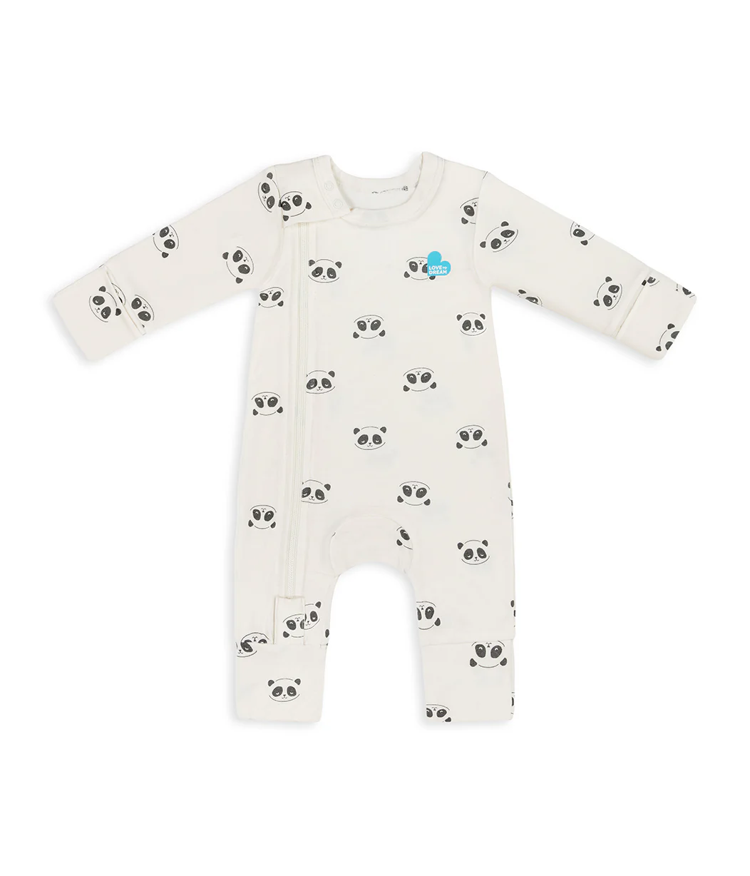 Swaddle Up & Romper Bundle | 1.0 TOG | Bamboo | Cream Sleepy Pandas - Image 5