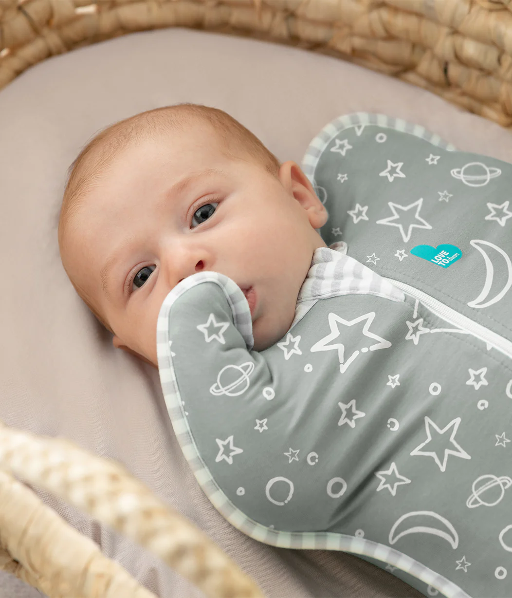 Swaddle Up™ 1.0 TOG Viscose from Bamboo Olive Stars & Moon - Image 4