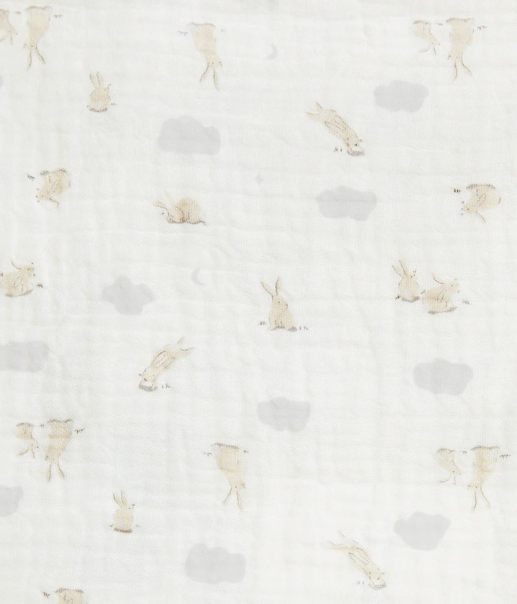 Wash Cloth 3 Pack Muslin White Mini Cloud Bunnies - Image 4